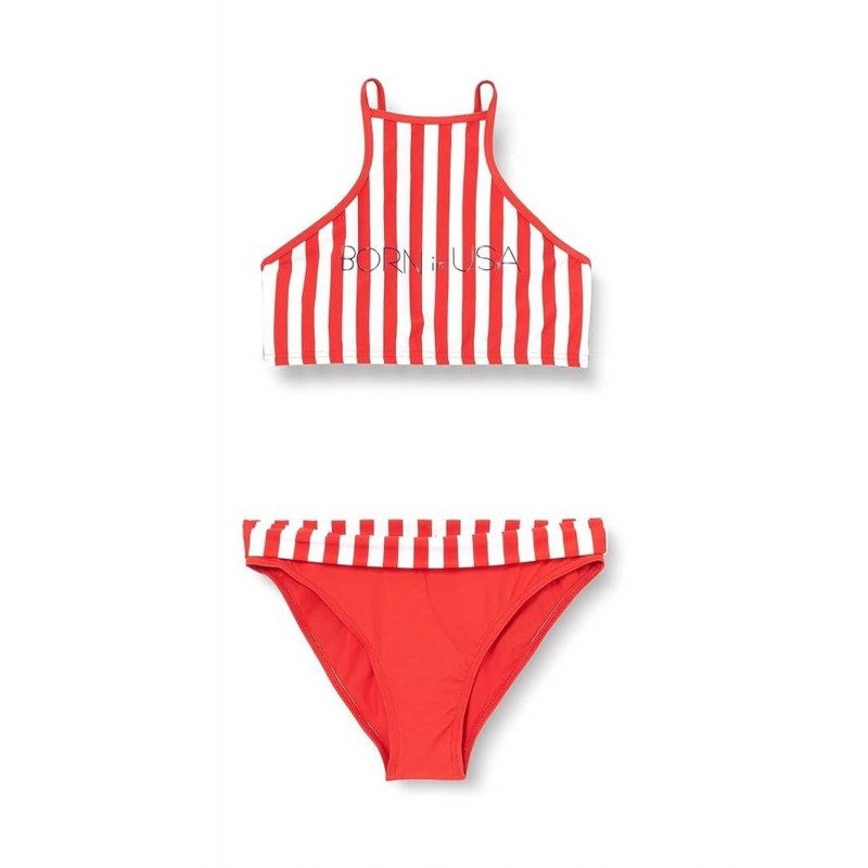 Ensemble 2 pièces fille rayures rouges - brassière et shorty, 6 à 16 ans