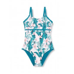 Maillot de Bain tropical bleu foncé