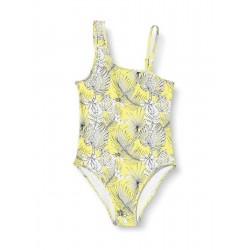 Maillot une pièce fille floral jaune, 6 à 16 ans - Gamme mère-fille