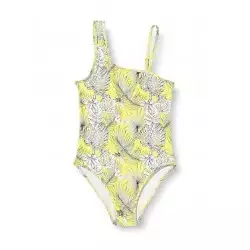 Maillot une pièce fille floral jaune, 6 à 16 ans - Gamme mère-fille
