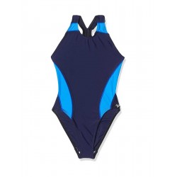 Maillot de bain 1 pièce fille piscine marine et bleu, 4 au 14 ans