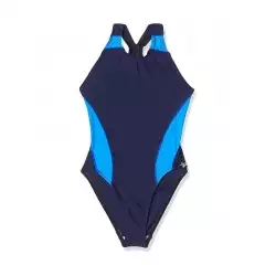 Maillot de bain 1 pièce fille piscine marine et bleu, 4 au 14 ans