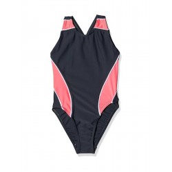 Maillot de bain 1 pièce fille piscine noir et rose, 4 au 14 ans