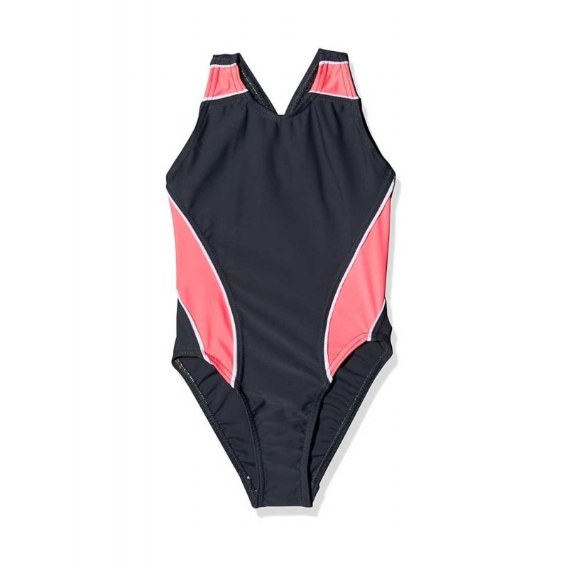 Maillot de bain 1 pièce fille piscine noir et rose, 4 au 14 ans