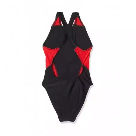 Maillot de bain 1 pièce fille piscine noir et rouge, 4 au 14 ans