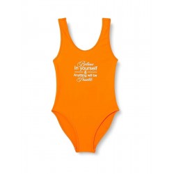 Maillot de bain 1 pièce fille Orange, 6 à 16 ans