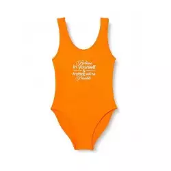 Maillot de bain 1 pièce fille Orange, 6 à 16 ans