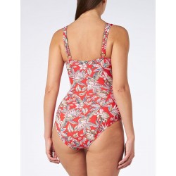 Maillot de bain une pièce gainant floral rouge du 38 au 52