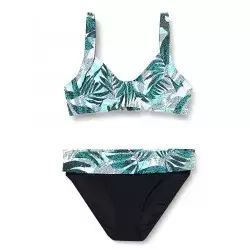 Maillot 2 pièces noir et bleu culotte à revers, bonnet C armatures, T38 au 60