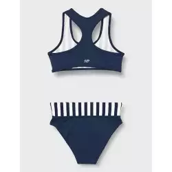 2 pièces fillette, brassière dos nageur rayé marine et blanc & shorty - 2 au 8 ans