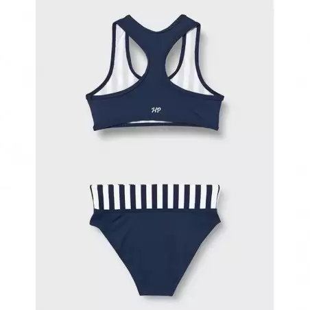 2 pièces fillette, brassière dos nageur rayé marine et blanc & shorty - 2 au 8 ans
