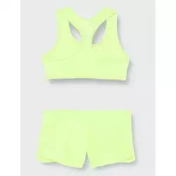 Maillot 2 pièces - Brassière dos nageur & Shorty uni jaune fluo, tailles 4 à 14 ans