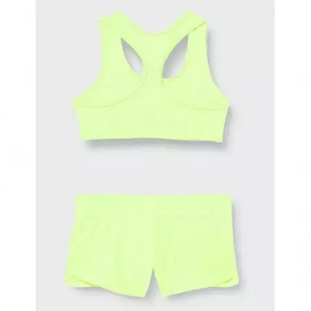 Maillot 2 pièces - Brassière dos nageur & Shorty uni jaune fluo, tailles 4 à 14 ans