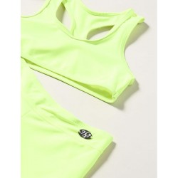 Maillot 2 pièces - Brassière dos nageur & Shorty uni jaune fluo, tailles 4 à 14 ans