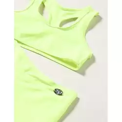 Maillot 2 pièces - Brassière dos nageur & Shorty uni jaune fluo, tailles 4 à 14 ans