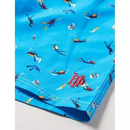 Boardshort garçon bleu imprimé plongeurs 6-16 ans