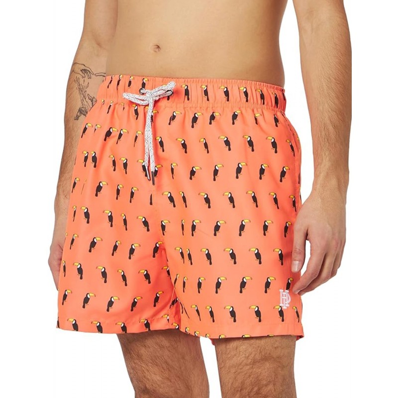 Boardshort homme orange imprimé pélican, tailles S-XXL