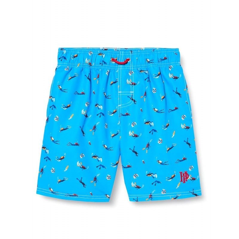 Boardshort homme bleu imprimé plongeurs, tailles S-XXL