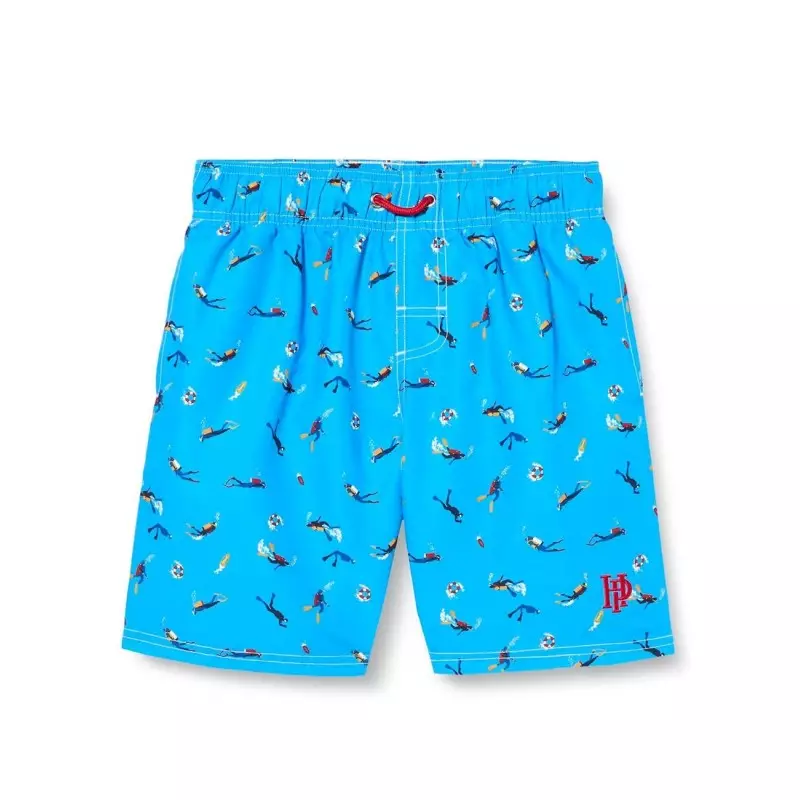 Boardshort homme bleu imprimé plongeurs, tailles S-XXL