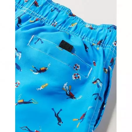 Boardshort homme bleu imprimé plongeurs, tailles S-XXL