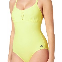 Maillot 1 pièce sculptant uni jaune, bretelles réglables - Bonnet C - 36 au 52