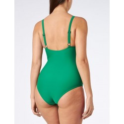 Maillot 1 pièce gainant uni vert, bretelles réglables - Bonnet C - 36 au 52