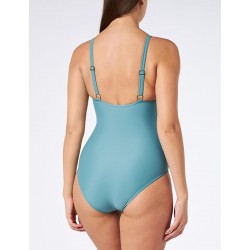 Maillot 1 pièce sculptant vert gris, bretelles réglables - Bonnet C - 36 au 52