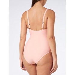 Maillot 1 pièce gainant rose poudré, bretelles réglables - Bonnet C - 36 au 52