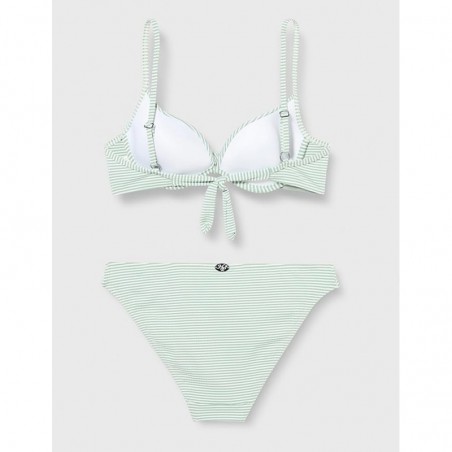 2 pièces haut armature et culotte classique rayé vert et blanc, Bonnet C, 36 au 46