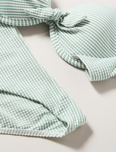 2 pièces haut armature et culotte classique rayé vert et blanc, Bonnet C, 36 au 46