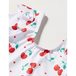 Maillot 1pièce fillette manches longues imprimé cerises 2-8 ans