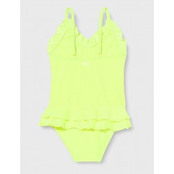 Maillot 1 pièce fillette jaune fluo à volants 2-8 ans