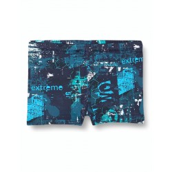 Boxer de bain garçon motif graffiti bleu, du 4 ans au 14 ans