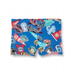 Boxer de bain garçon motif écussons sportifs - 4 - 14 ans