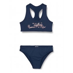 Maillot 2 pièces fillette, brassière dos nageur & culotte marine - 6 au 16 ans