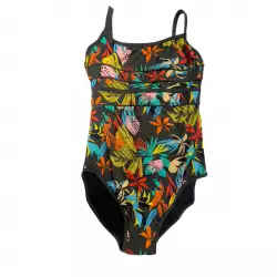 Maillot de bain menstruel 1 pièce Mesange noir tropical pour ado 12 au 16 ans