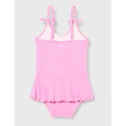 Maillot 1 pièce fillette rose motif cygne et volant - 2 au 8 ans