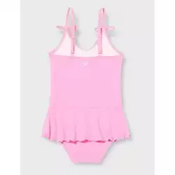 Maillot 1 pièce fillette rose motif cygne et volant - 2 au 8 ans