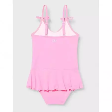 Maillot 1 pièce fillette rose motif cygne et volant - 2 au 8 ans