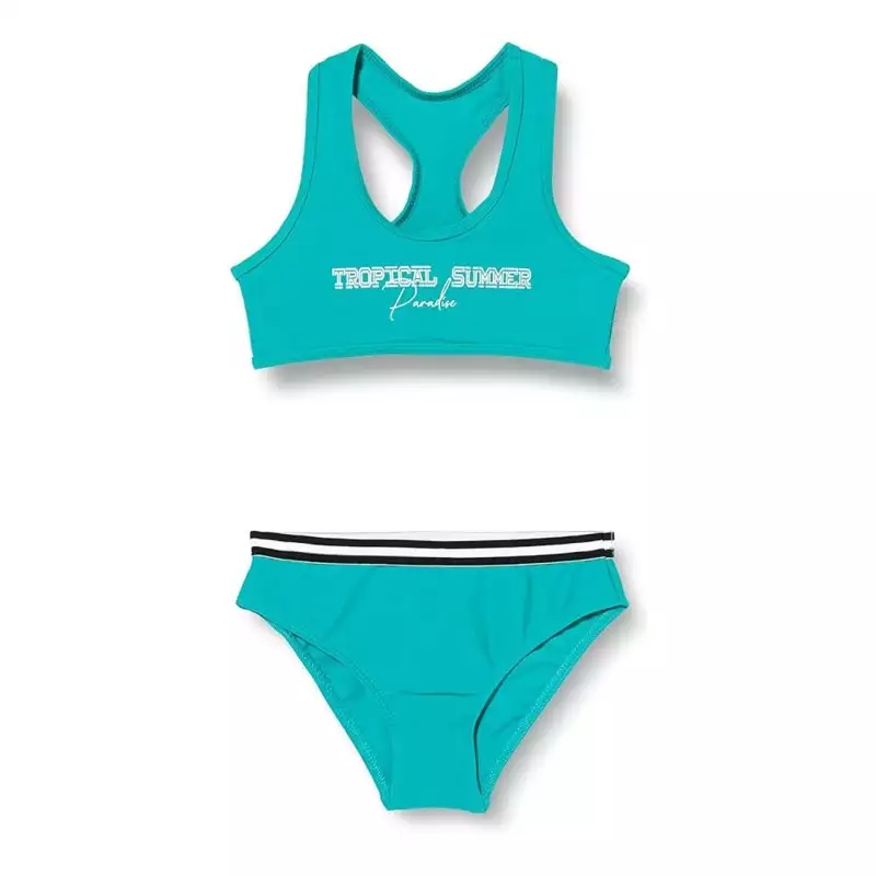 Maillot 2 pièces brassière vert émeraude Tropical Summer, culotte avec galon - du 6 au 16 ans