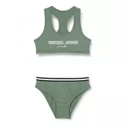 Maillot 2 pièces brassière kaki Tropical Summer, culotte avec galon - du 6 au 16 ans
