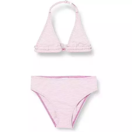 2 pièces fille rayures rose & blanc aspect gaufré - 6-16 ans