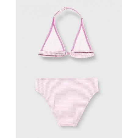 2 pièces fille rayures rose & blanc aspect gaufré - 6-16 ans