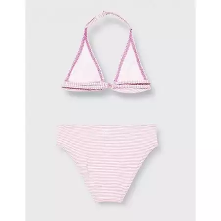2 pièces fille rayures rose & blanc aspect gaufré - 6-16 ans