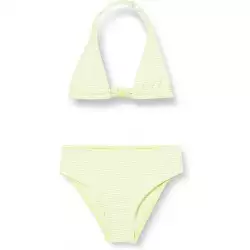 2 pièces fille rayures jaune & blanc aspect gaufré - 6-16 ans