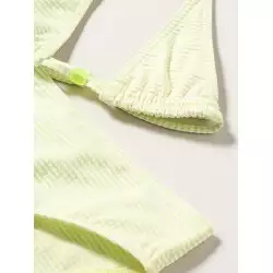 2 pièces fille rayures jaune & blanc aspect gaufré - 6-16 ans