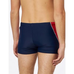 Boxer de bain homme uni marine côté rouge - T1 à T6