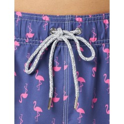 Boardshort homme violet imprimé flamant rose - tailles S-XXL - Détails