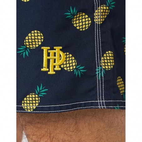 Boardshort homme noir imprimé ananas coloré - tailles S-XXL
