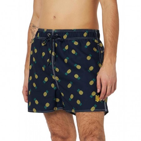 Boardshort homme noir imprimé ananas coloré - tailles S-XXL